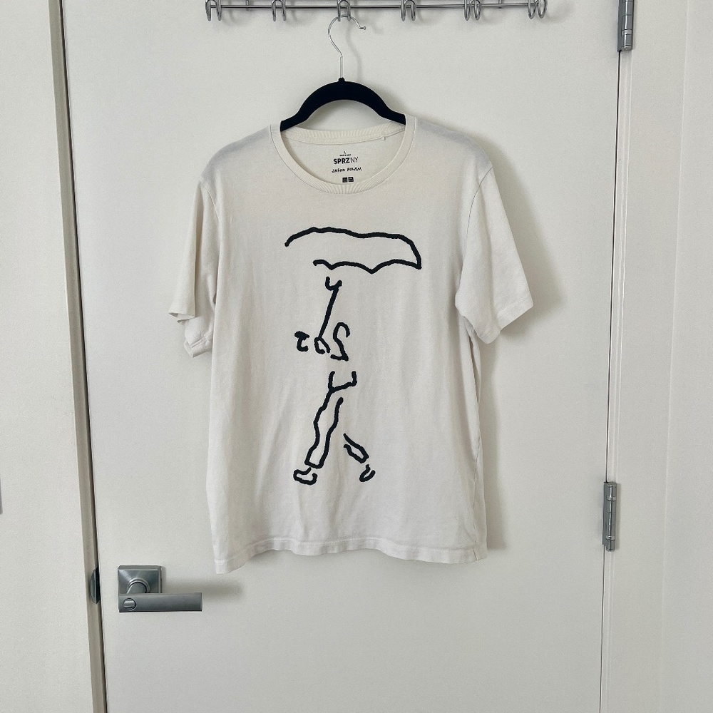 Uniqlo SPRZ NY Jason Polan Man with Umbrella T Shirt - L - White